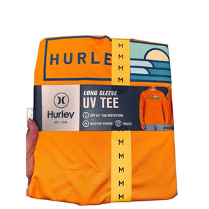 Men's Hurley Orange Blue Long Sleeve UV Protection Tee M